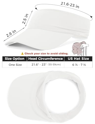 ROYBENS Cooling Visor Hat Women Men, Elastic Headband Sun Visor Golf Cap - color: White