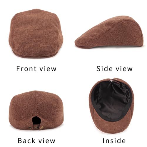 LADYBRO 2-Pack Unisex Flat Cap Newsboy Hats for Men Women Casual Adjustable - color: Black+coffee
