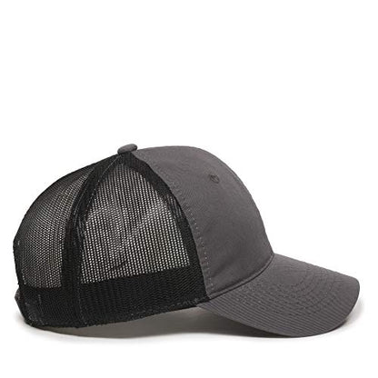 Outdoor Cap Garment Washed Meshback Cap - color: Charcoal/Black