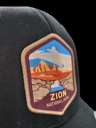 Zion Fitted Hat with National Park Woven Patch - color: Black L/XL (7 1/8” - 7 5/8”)