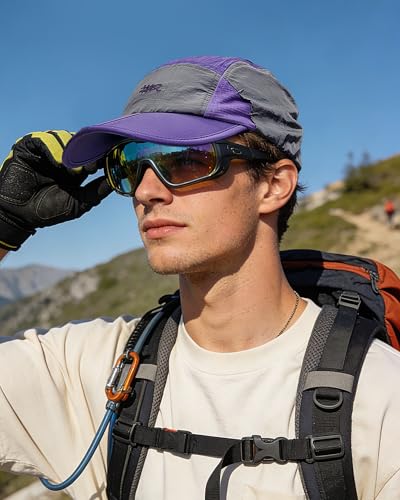 Clakllie Quick Dry 5 Panel Cap for Men Summer Folding Outdoor Hat Breathable Baseball Cap Unstructured Running Hiking Hats - color: Purple