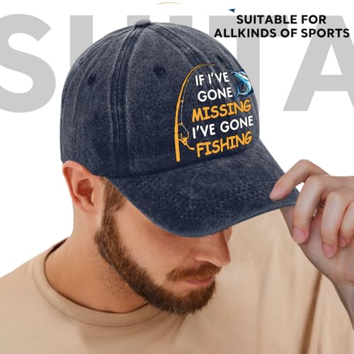 Fishing Adjustable Cotton Baseball Cap, Funny Trucker Hat Gift for Men Women Grandpa Dad Fishing Lover Fisherman - color: Dark Blue