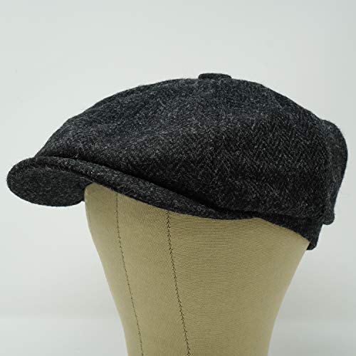 Lomond Newsboy Cap - 100% Handwoven Wool - Harris Tweed - Water Resistant - color: Midnight Herringbone, size: Small
