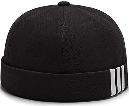 Glamorstar Dome Brimless Hats for Women Men Sailor Docker Beanie Cap Hip Hop Hats - color: Black