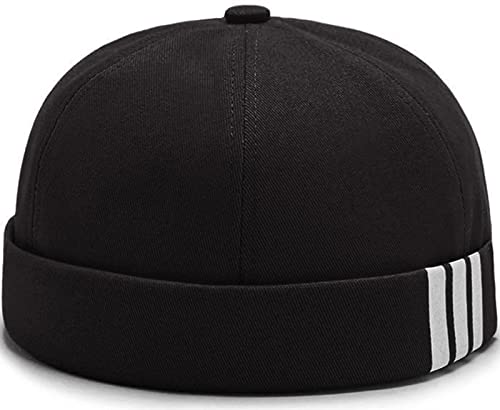 Glamorstar Dome Brimless Hats for Women Men Sailor Docker Beanie Cap Hip Hop Hats - color: Black
