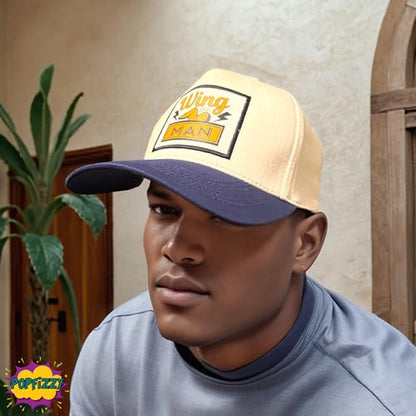 Popfizzy Funny Hats for Men and Women, Fun Adult Baseball Cap, Funny Birthday Gifts for Women and Men, Cool Dad Hat Gift Idea - color: Wing Man (Blue)