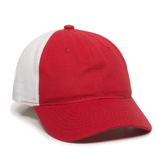 Outdoor Cap Garment Washed Meshback Cap - color: Red/White