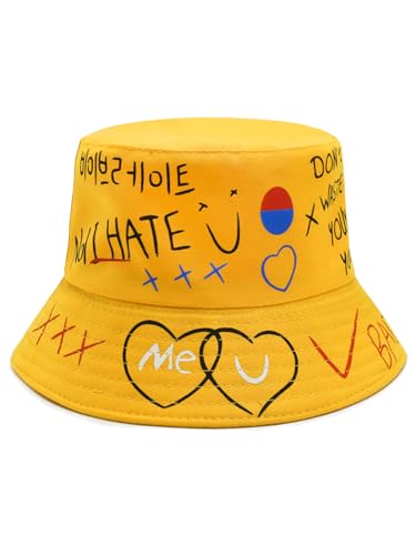 Packable Reversible Printed Bucket Hat Unisex for Men Women Beach Fisherman Cap - color: Yellow
