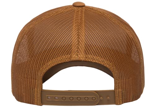 Yupoong Classic Mesh 6 Panel Retro Trucker Cap | Mid Profile Snapback - color: Caramel