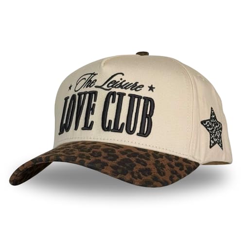 Vintage Fashion Trucker Hat | Men & Women | Trendy Cute Retro Red Caps for Country & Western | Camo Fur Cotton | Snapback - color: Love Club | Leopard