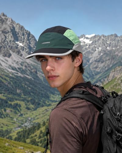 Clakllie Multicolor Short Brim Cap for Men Quick Dry 5 Panel Running Hat - color: Crsb09-black/Green