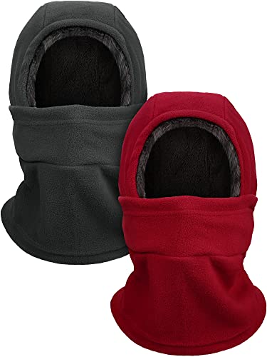 Geyoga Winter Fleece Balaclava Hat for Men Women - color: Grey, Wine Red