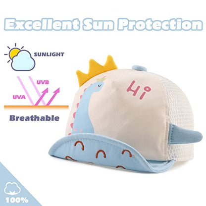 JANGANNSA Baby Duck Cap Infant Kids Sun Hat Bear Cute Cartoon Caps Spring Summer - color: Polka Mesh Blue, size: 3-18 Months