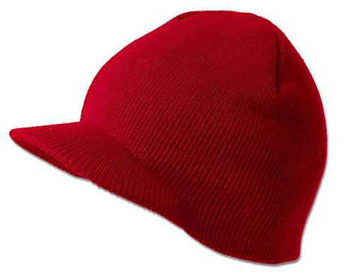 TOP HEADWEAR Solid Cuffless Beanie Visor - color: Red