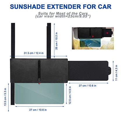 Veharvim Sun Visor Extender for Car (Zipper Slider& Prevents Fingerprints, UV400, PC Lens), Visor Extender Attachment for Car Visor, Anti-Glare for Safe Driving (Driver Side) - size: Driver Side