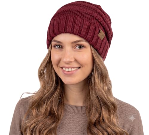 NYFASHION101 Slouch Wrinkled Beanie Cap Slouchy Skull Hat - color: Burgundy
