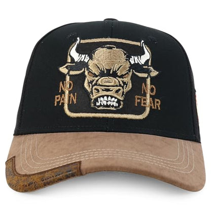 Trendy Apparel Shop Bull Embroidered Western Snapback Trucker Cap - color: Black Brown 4