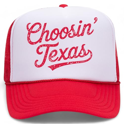 BROTHER TRUCKERS Choosin' Texas Distressed Mesh Back Hat - color: Red/White