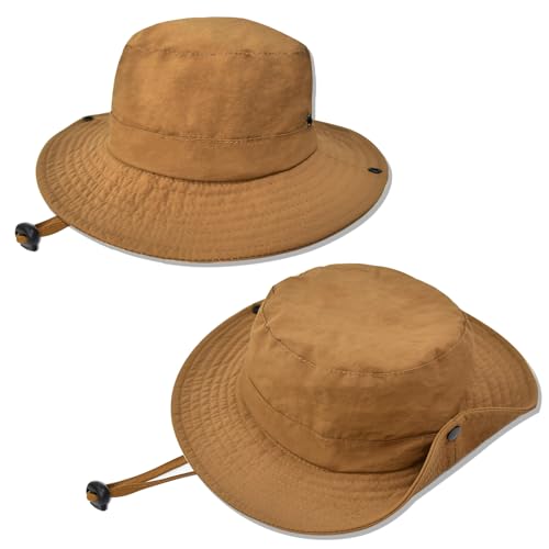 ZOORON Kids Sun Hat UPF 50+ Quick Dry Bucket Safari Hat for Girls and Boys - color: Camel