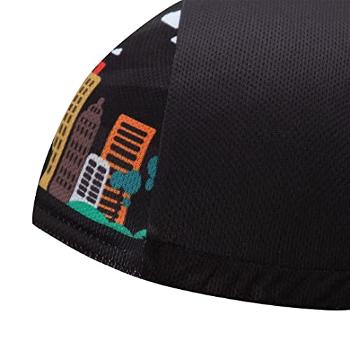 Funny Cycling Cap - Polyester Skull Cycling Hat-Under Helmet -Cartoon Cycling Helmet Liner Breathable&Sweat Uptake - color: Fuu-black