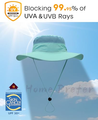 Home Prefer UPF 50+ Men's Sun Hat Wide Brim Bucket Hat UV Protection Hat for Mens Womens Beach Safari Gardening Golf Fishing - color: Aqua