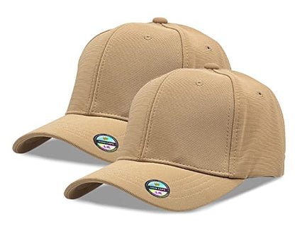 [2 Pack] Hybrid Stretch-Fitted Trucker Cap, Baseball Cap with Air Mesh - color: 2pk Khaki, size: Large-X-Large