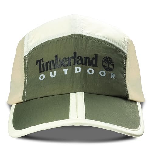 Timberland Mens Split Brim Foldable Camp Hat, Adjustable Panel Hat, Lightweight - color: Antique White Multi (Dark Green)