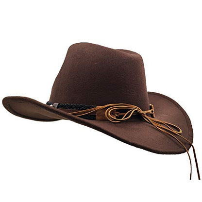 Men & Women's Fur Felt Cowboy Hat Wide Brim Western Outback - color: Brown