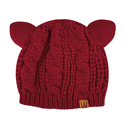 allydrew Winter Thick Knit Beanie Slouchy Beanie for Men & Women - color: Maroon