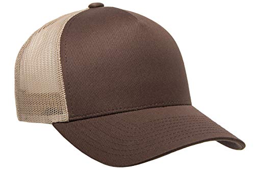Yupoong Men's Yp Classics 5-Panel Retro Trucker Cap-2-tone - color: Brown/Khaki