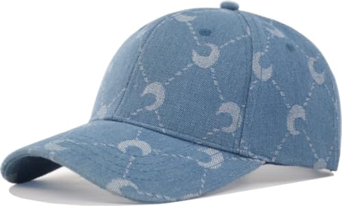 TSSGBL Vintage Cotton Washed Baseball Cap S to XXL Unstructured Low Profile Adjustable Distressed Dad Hat for Men Women - color: Blue（moon/Soft Structure）, size: Medium-Large