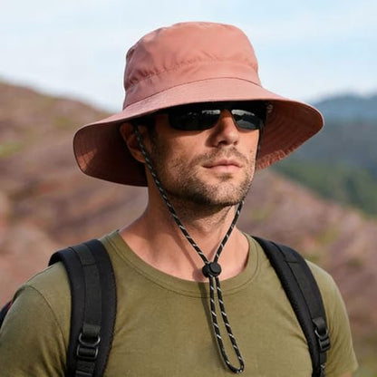 Unisex Waterproof Foldable Bucket Hat Packable Sun Cap for Hiking - color: Brick Red