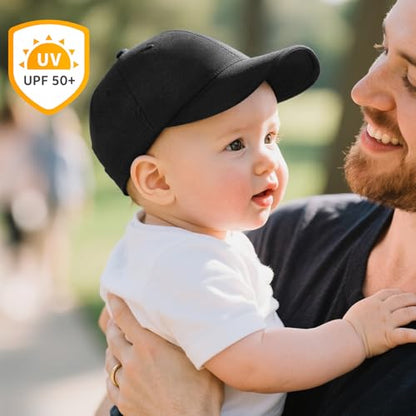 Durio Baby Baseball Cap UPF 50+ Infant Sun Hat Elastic Back 0-12 Months - color: A Black, size: 6-12 Months