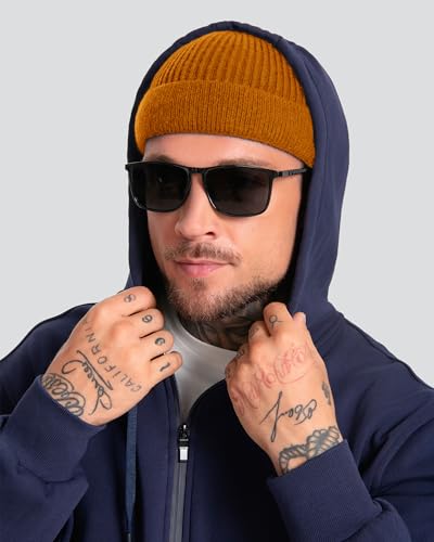 ROYBENS Short Fisherman Beanie for Men Women Wool Knit Warm Winter Hat Swag - color: 1pcs-camel