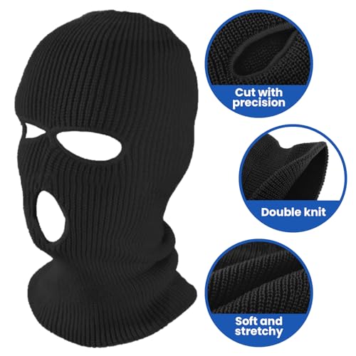 TOPTIE 3 Hole Full Face Balaclava, Double Knit Acrylic Winter Mask - color: Neon Yellow