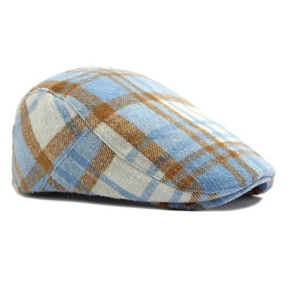 Idopy Men`s Classic Adjustable Ivy Irish Newsboy Golf Cap Hat - color: Plaid Blue