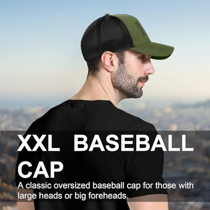 Oversize XXL American Flag Trucker Hat - color: Olive/Black, size: XX-Large