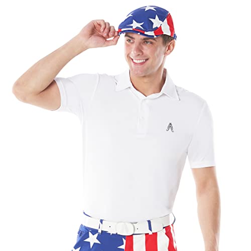 Royal & Awesome Men's Golf Flat Cap, Funny Golf Hats - color: Usa Flag