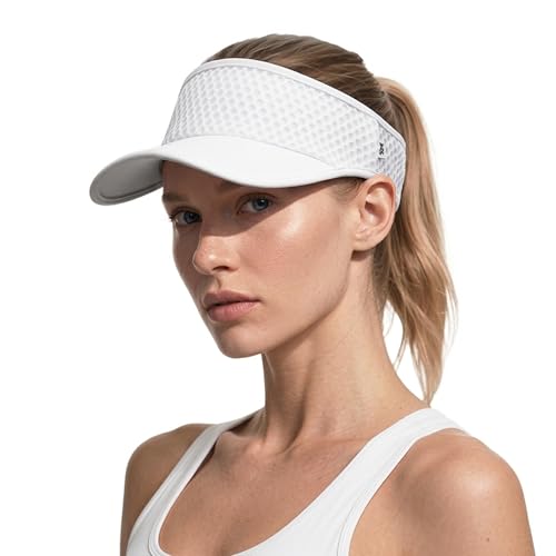 Breathable Mesh Sun Visor Lightweight Sport Hat for Men Women - color: White