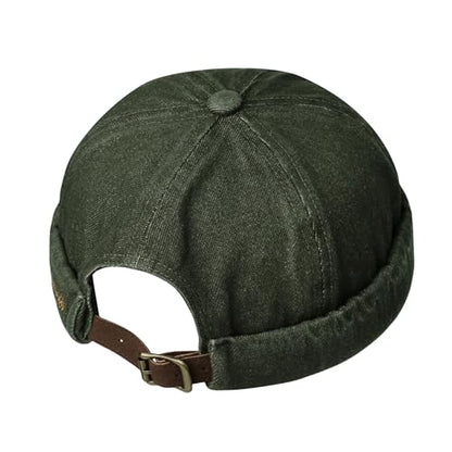 Clakllie Cotton Docker Hat Brimless Hats for Men Retro Sailor Skullcap - color: Fma2503-green