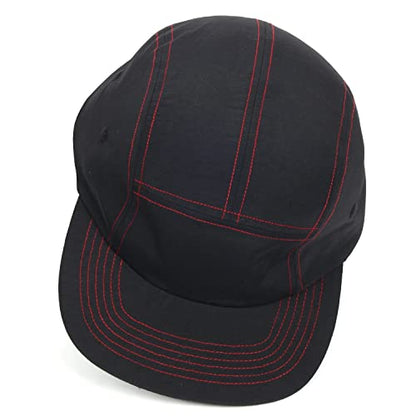 5 Panel Baseball Cap Camp Cap Taslon Short Brim Cap Quick Dry Hat Flat Bill Big Size Large Caps Oversize Running Hat - color: Black&red, size: 7 1/2