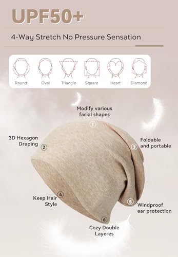 Zando Slouchy Dwarf Beanie Hats for Women Men - Breathable Cozy Cotton Sleep Cap Thin Chemo Headwear for Hip-Pop Halloween - color: Rainbow