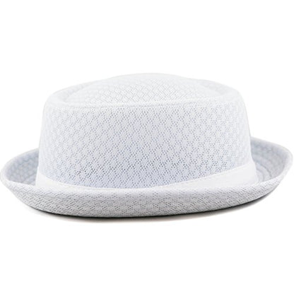 The Hat Depot Unisex Light Weight Classic Soft Cool Mesh Pork Pie hat - color: White, size: Small-Medium