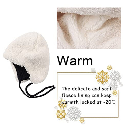Peecabe Winter Kids Beanie Hat Baby Knitted Hats Fleece Earflap Toddler Cap - color: Navy, size: 6-24 Months