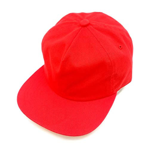 Quality 5 Panel Mid Crown Cotton Vintage Painters Hat Buckle Strap Adjustable Men Women Unisex Flat Visor #2015 - color: Red