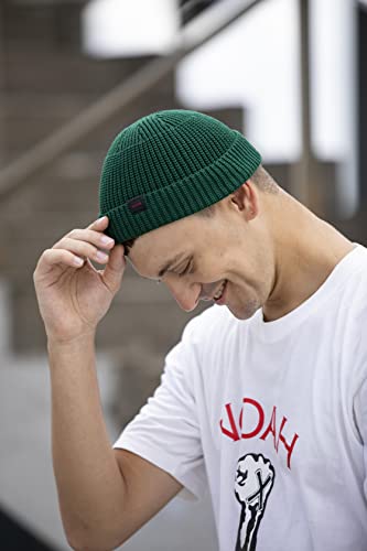Fisherman Beanie Hats for Men Women,Knit Trawler Skull Cap,Watch Cap,Spring Fall Winter Warm Short Hats - color: (Cotton)-bottle Green-m