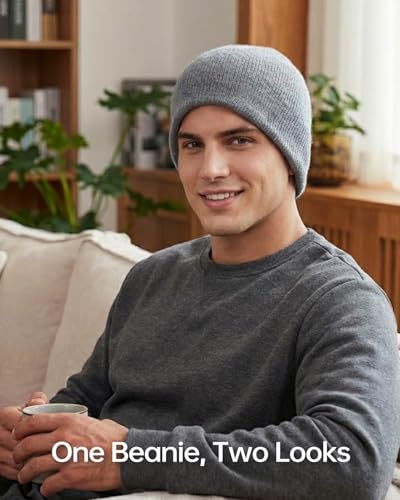 Zylioo XXL XL L Reversible Beanie for Big Heads Men Women, Winter Knit Hat - color: Black-gray, size: X-Large-3X-Large