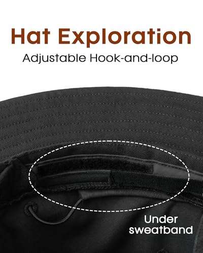 FURTALK Bucket Hats for Women Washed Cotton Packable Summer Beach Sun Hats Bucket Hat with Strings for Travel - color: Black