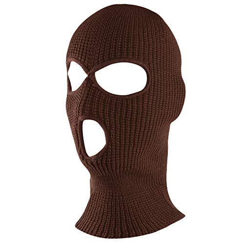 Super Z Outlet Knit Sew Acrylic Outdoor Full Face Cover Thermal Ski Mask One Size Fits Most - color: Brown