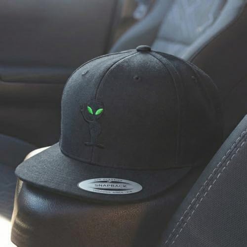 Custom Flat Brim Snapback Cap-Alien Peace Sign and Symbol - color: Black Design Only